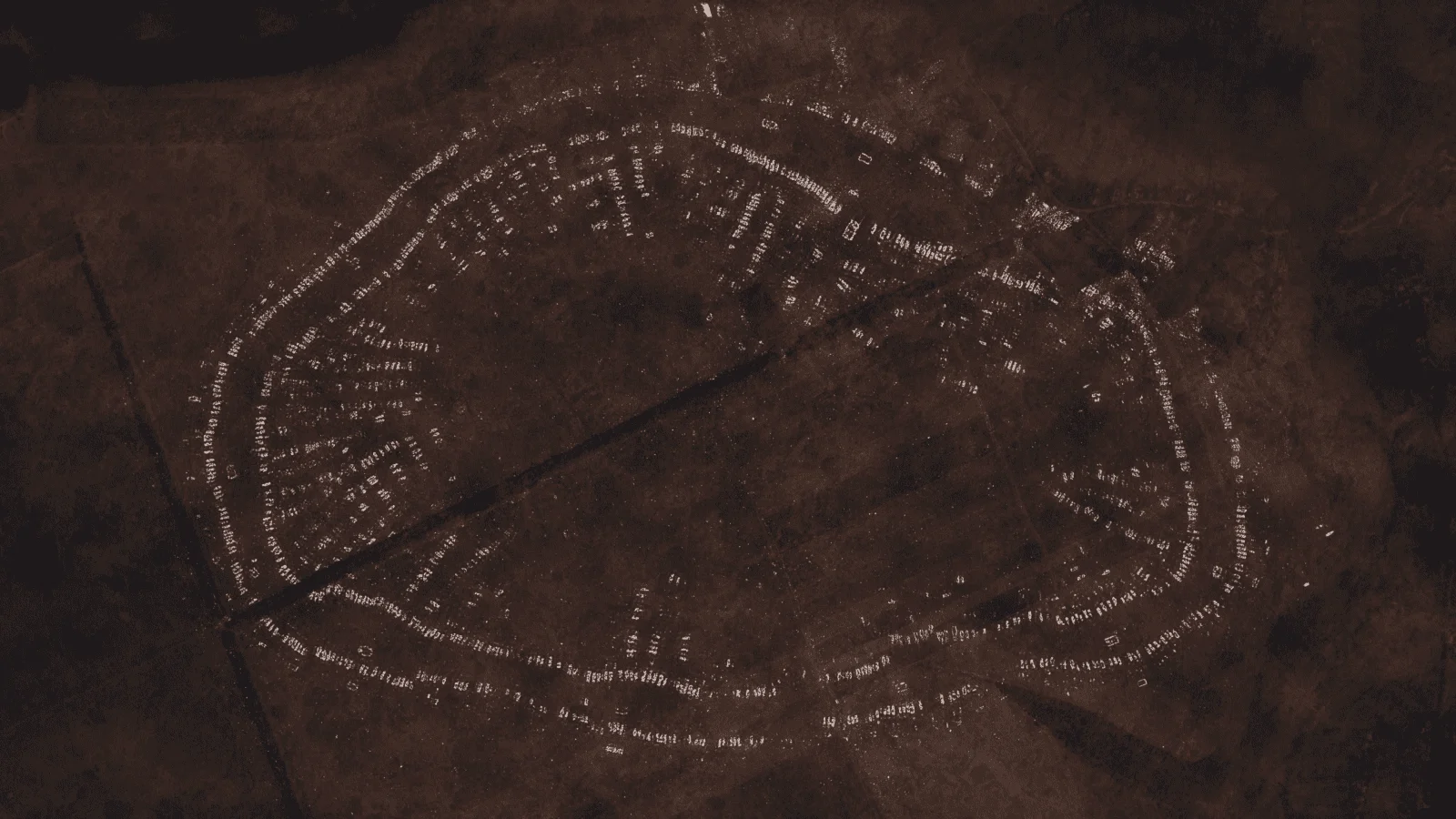 A reconstructed 3D model of the archaeological remains of Nebelivka was developed based on the geomagnetic data. (Forensic Architecture, 2023)